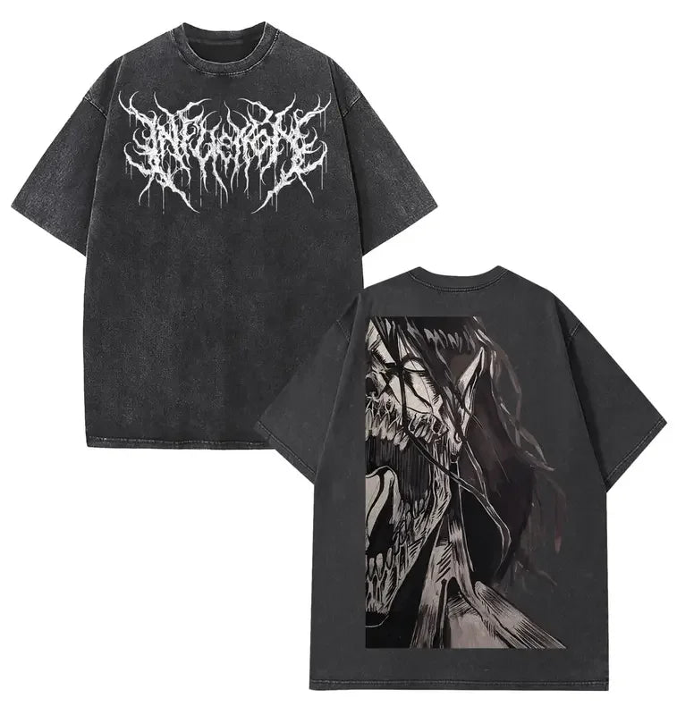 Eren Jaeger Attack On Titan Clothing Men Short Sleeve Manga T-shirts Vintage Washed T Shirt Casual Cotton Tee Harajuku Tshirt