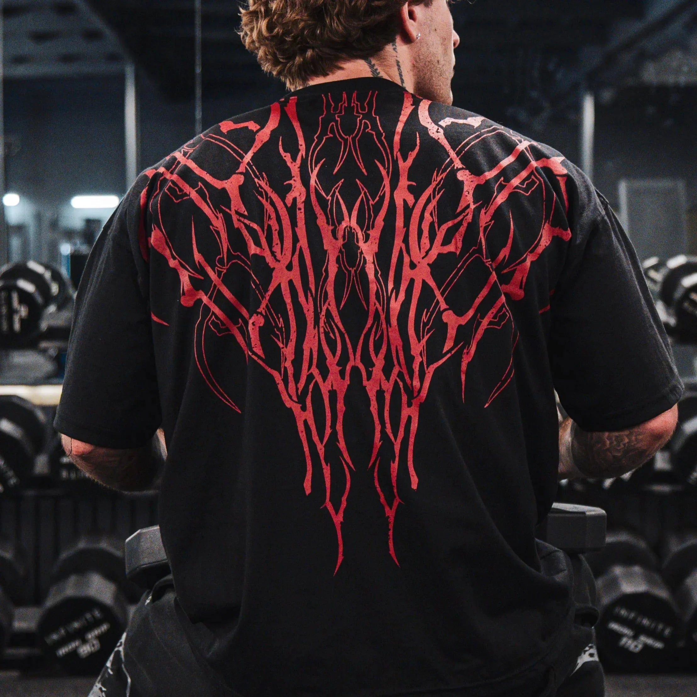 Dark Alternative Fashion T-Shirt Unisex Oversized Cotton Tee with Skull Print for Gym Workout Streetwear Fitness Top Men & Women