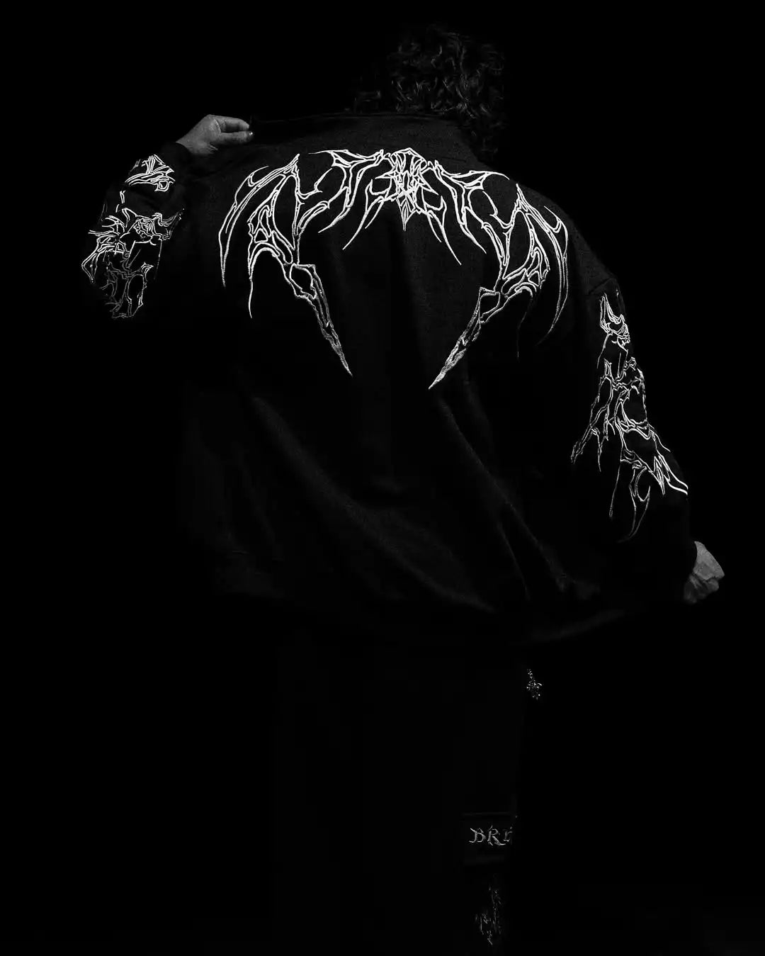 Men's Gothic Streetwear Zip-Up Hoodie Black Edgy Urban Athletic Dark Style Casual Oversized Pullover Sweatshirt with Zipper