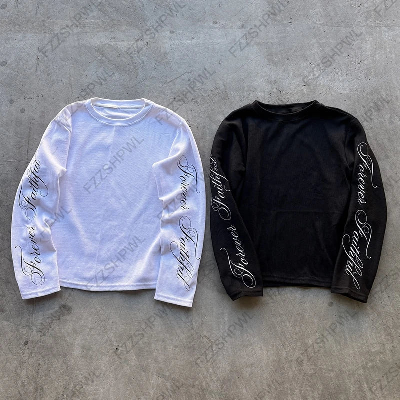 O-Neck Hip Hop Y2k Long sleeve Top Harajuku Letter Print Punk High street Long sleeve T-shirt Fashion Rock Gothic Unique Clothes