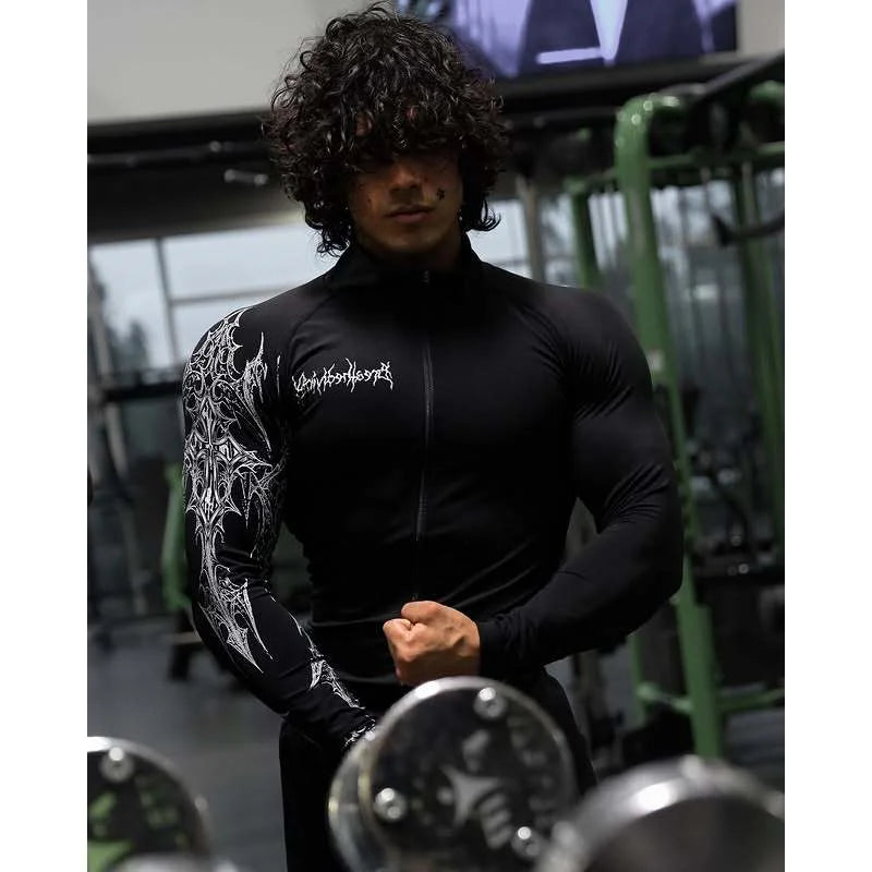 Men's Fitness Speed Dry Tight Shirt 2025 Zipper Jacket Elastic Couples Sportswear for Gym Workout Quick Drying Active Wear