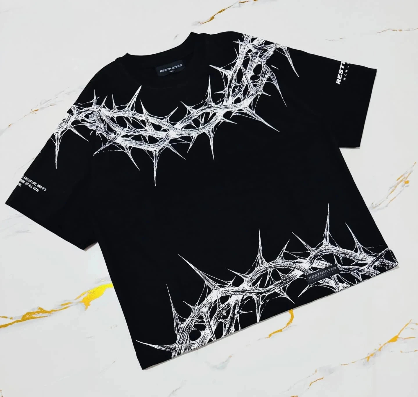 Y2K Cyberpunk Gothic T Shirt Edgy Thorn Texture Print Pure Cotton Streetwear Fashion Graphic Tee Urban Style Comfortable Fit
