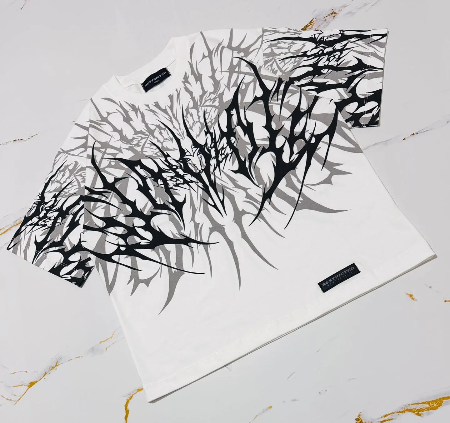 Y2K Cyberpunk Gothic T Shirt Edgy Thorn Texture Print Pure Cotton Streetwear Fashion Graphic Tee Urban Style Comfortable Fit